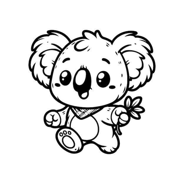 Cute koala vector design for coloring