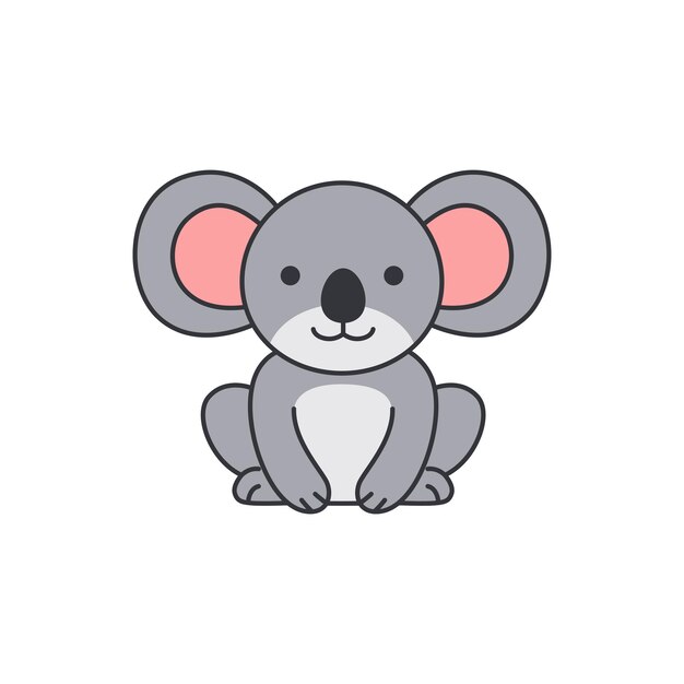 Миленькая коала на белом фоне Векторная иллюстрация в стиле мультфильма