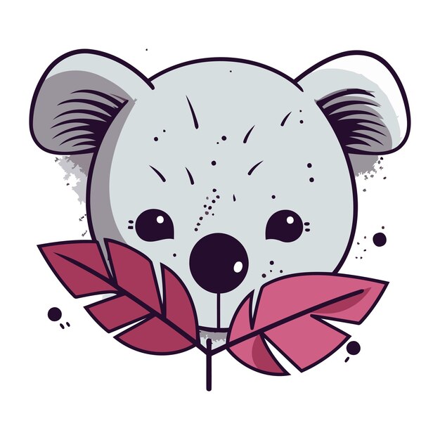 Vector cute koala with leafs kawaii character vector illustration design