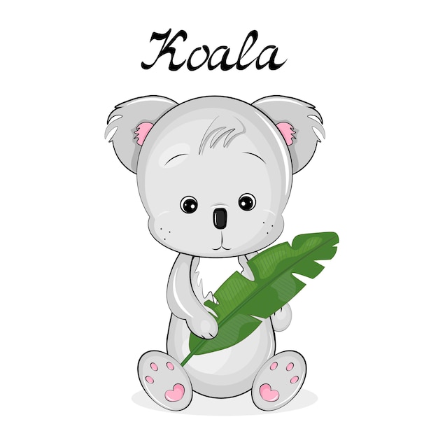 Cute koala with tropical leafx9