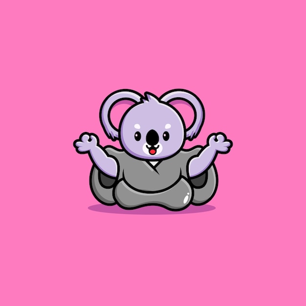 Cute koala yoga cartoon icon illustration