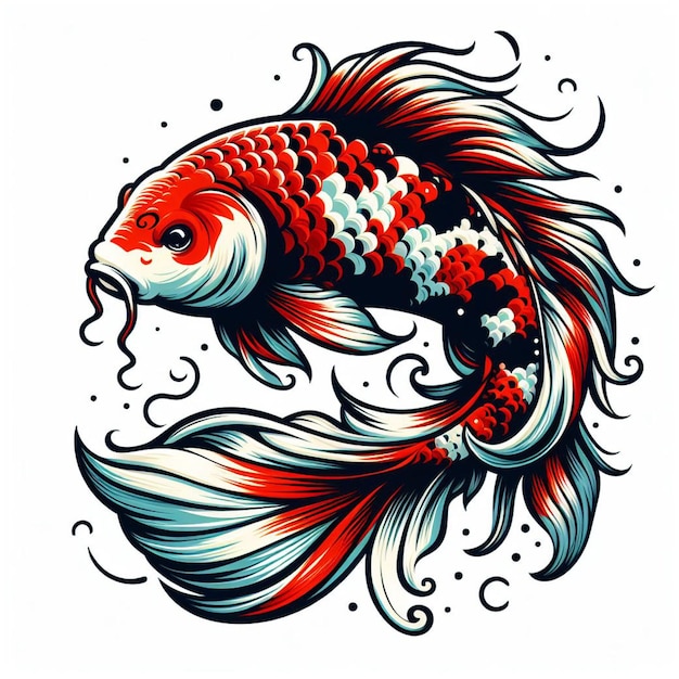 Vector cute koi fish vector on white background