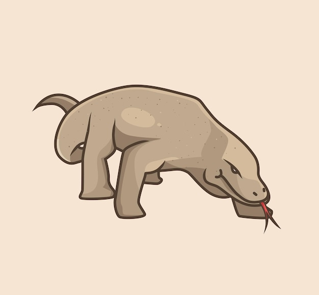 Cute Komodo Dragon poisonous saliva in Komodo Island cartoon animal nature concept Isolated illustration Flat Style suitable for Sticker Icon Design Premium Logo vector Mascot Character