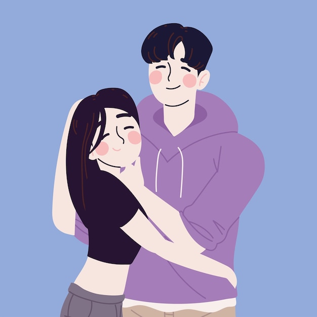 Vector cute korean couple