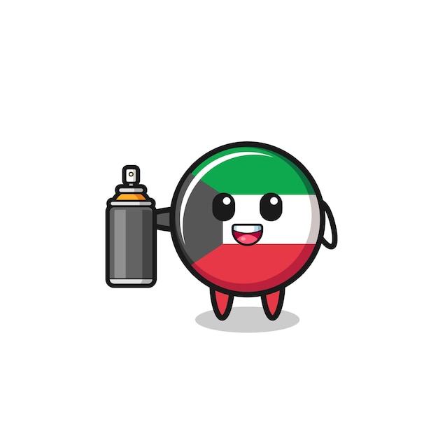 The cute kuwait flag as a graffiti bomber