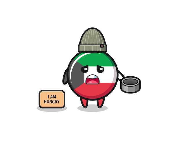 Cute kuwait flag beggar cartoon character  cute design