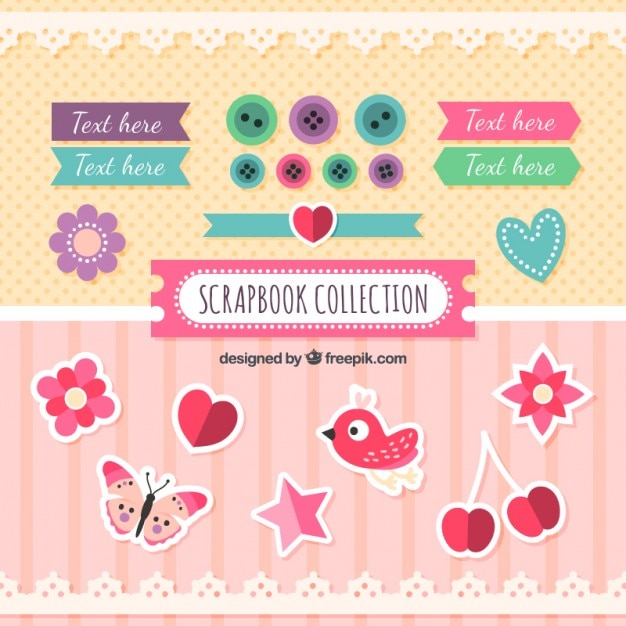 Cute labels and decorative things for scrapbooking