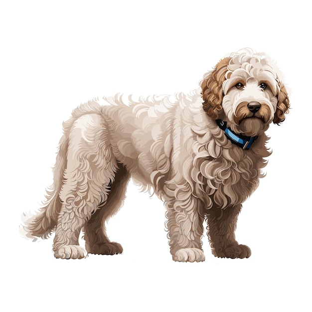 Cute labradoodle dog cartoon vector art illustration design