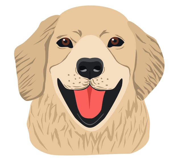 Vector cute labrador retriever cute pet dog breed line art logo  golden retriever isolated