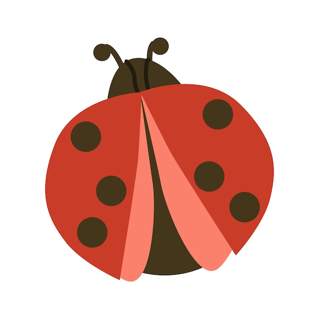 Cute ladybird in a simple flat design cartoon Vector illustration isolated on white background