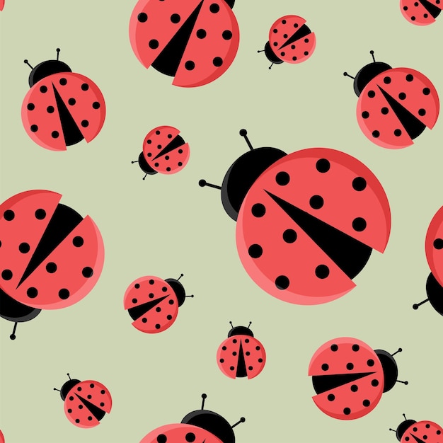 Cute Ladybug seamless pattern Pretty color Ladybird vector endless background Nature cartoon