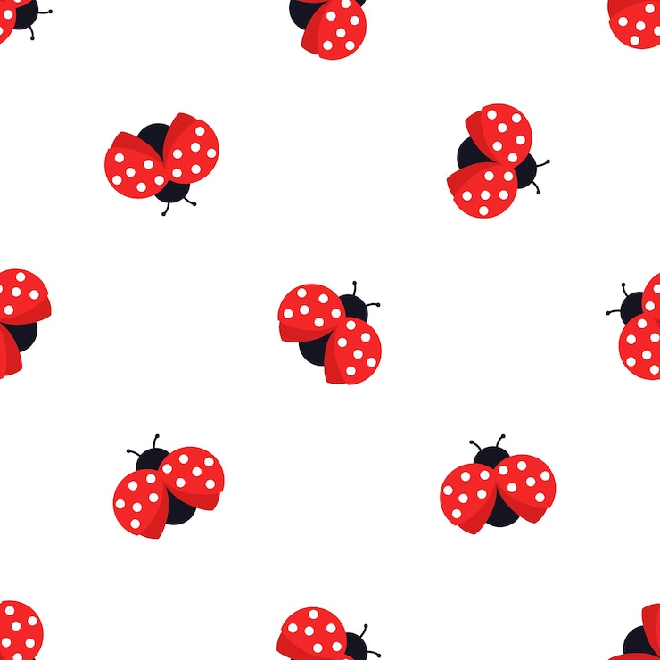 Vector cute ladybug seamless pattern red beetles cartoon ladybugs modern  design
