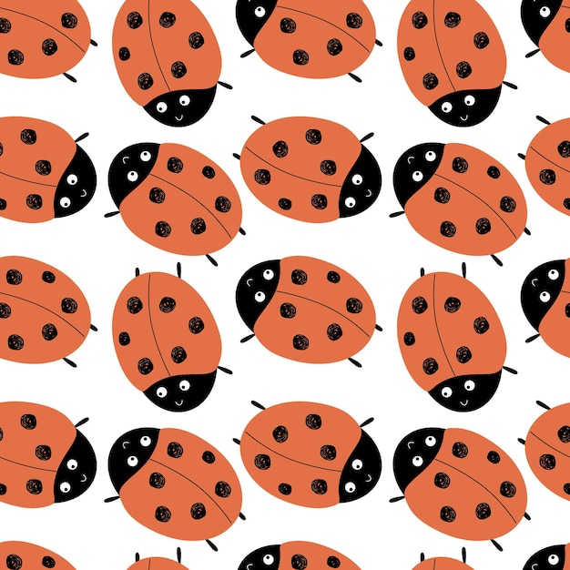 Cute ladybug seamless pattern Vector illustration For packaging background wallpaper baby clothes