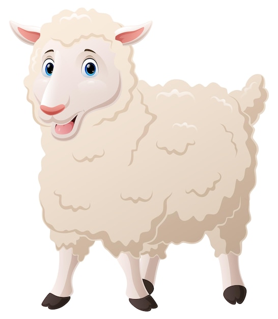 ベクトル 白い背景の上のかわいい子羊の漫画