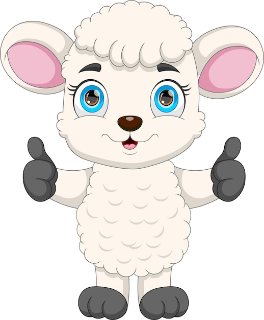 Cute lamb cartoon thumbs up