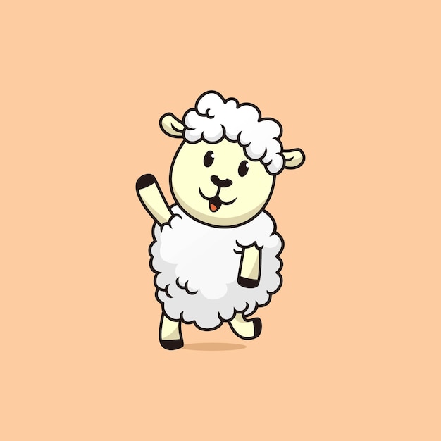 Cute lamb say hello cartoon vector