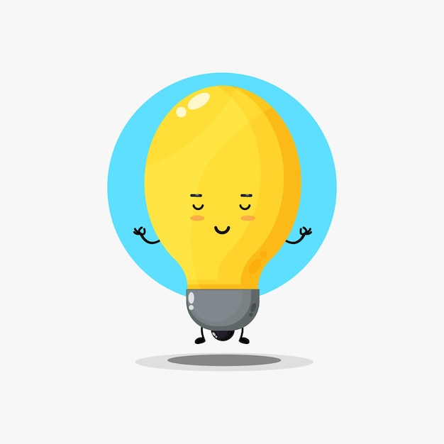 Vector cute lamp character meditating in yoga pose