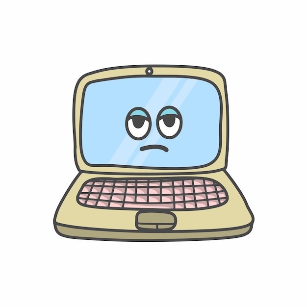 Cute laptop  character flat cartoon vector template design illustration