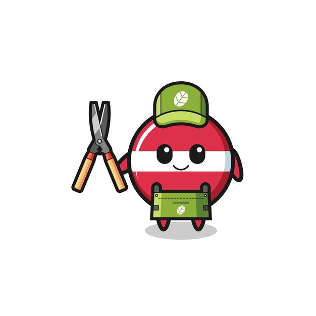 Vector cute latvia flag as gardener mascot  cute design