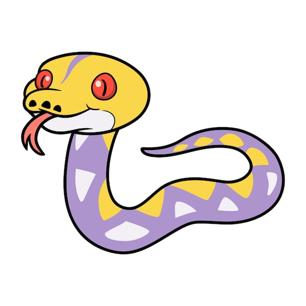 Cute lavender reticulated python cartoon