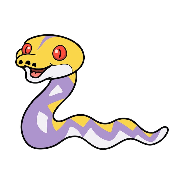 Cute lavender reticulated python cartoon