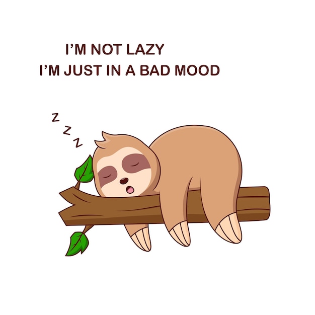 Vector cute lazy sloth cartoon.vector illustration.cute animal cartoon