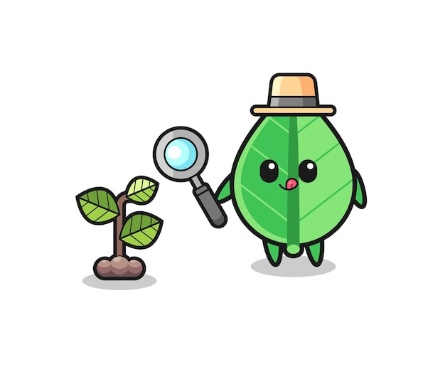 Cute leaf herbalist researching a plants  cute design