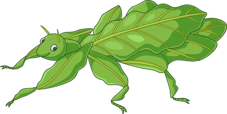 Vector cute leaf insect on white background