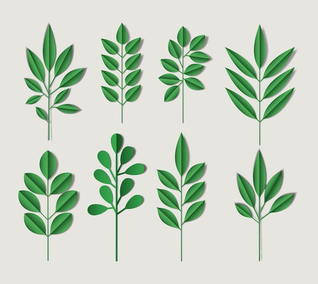 Cute leafs set decorative icon 