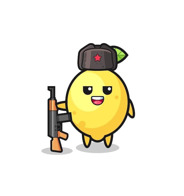 Cute lemon cartoon as Russian army cute design