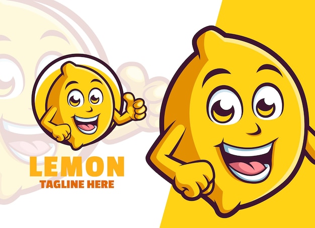 Милый персонаж мультфильма Lemon, логотип талисмана, иллюстрация вектора Thumb up