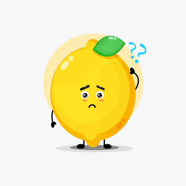 Cute lemon character confused