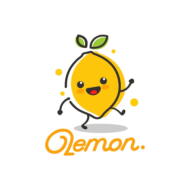 Cute lemon fruit mascot character illustration logo icon vector