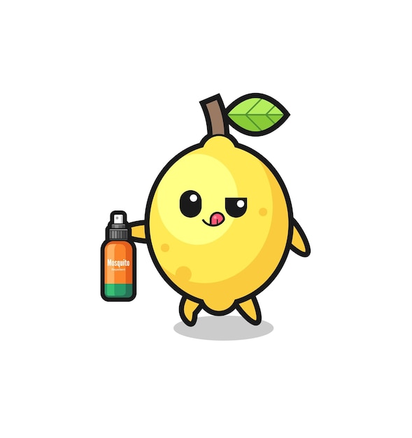 Cute lemon holding mosquito repellent