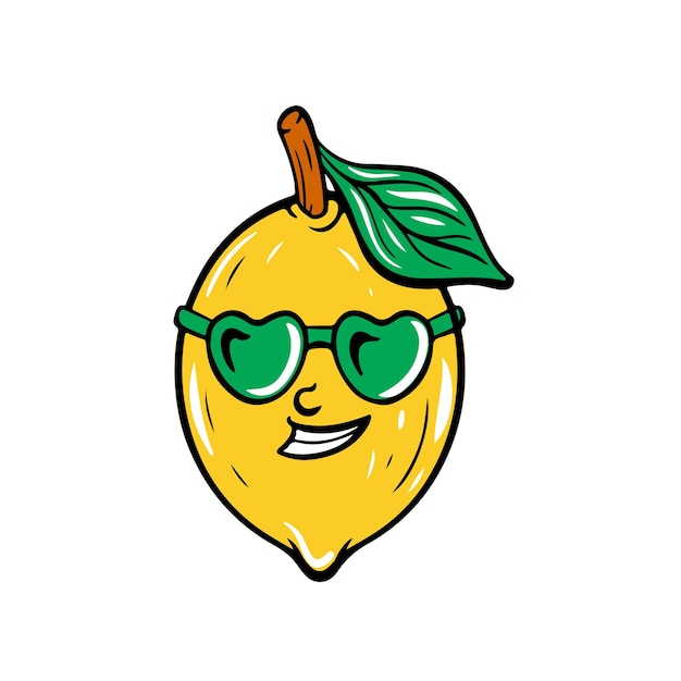 Cute Lemon Icon Flat Design Vector Illustration