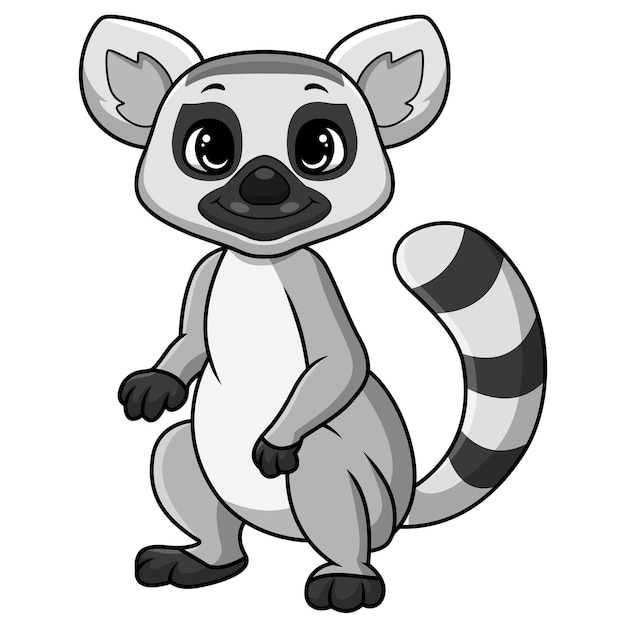 Cute lemur cartoon on white background