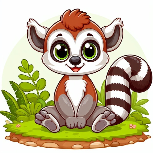 Cute Lemur Vector Cartoon illustration