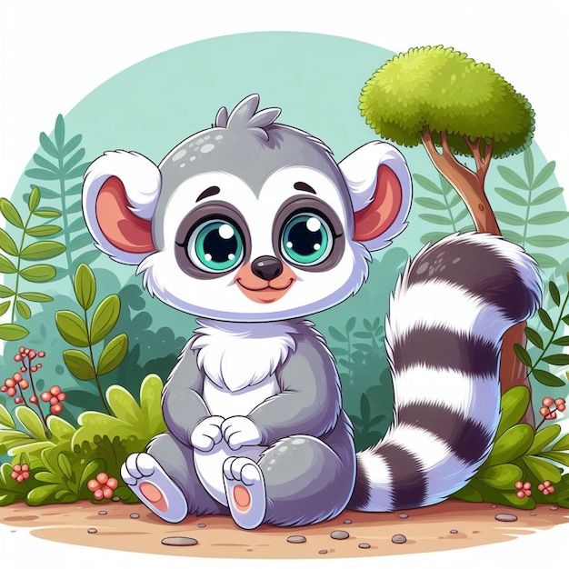 Cute Lemur Vector Cartoon illustration