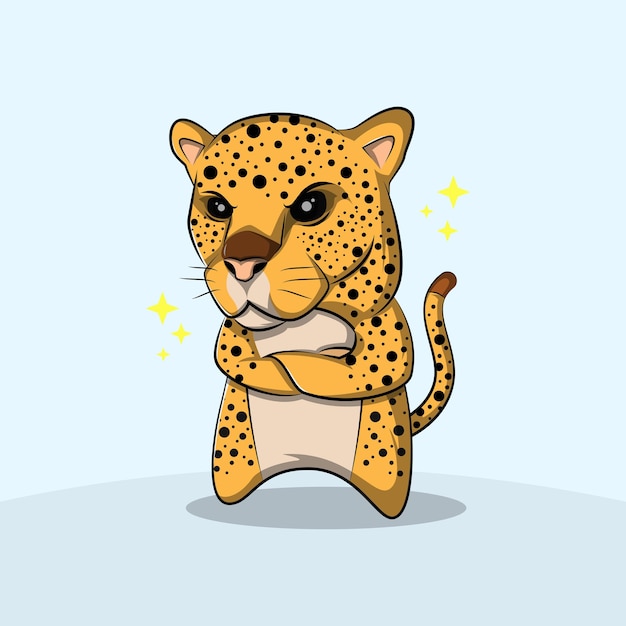 Vector cute leopard cartoon character