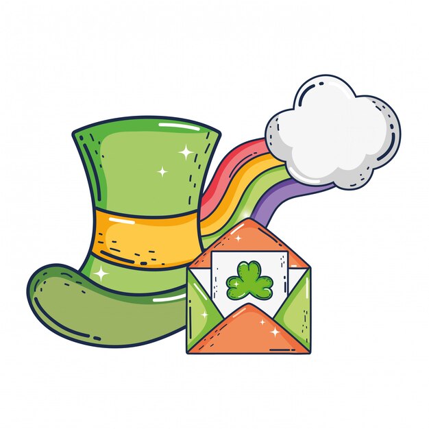 Carino cappello leprechaun e arcobaleno