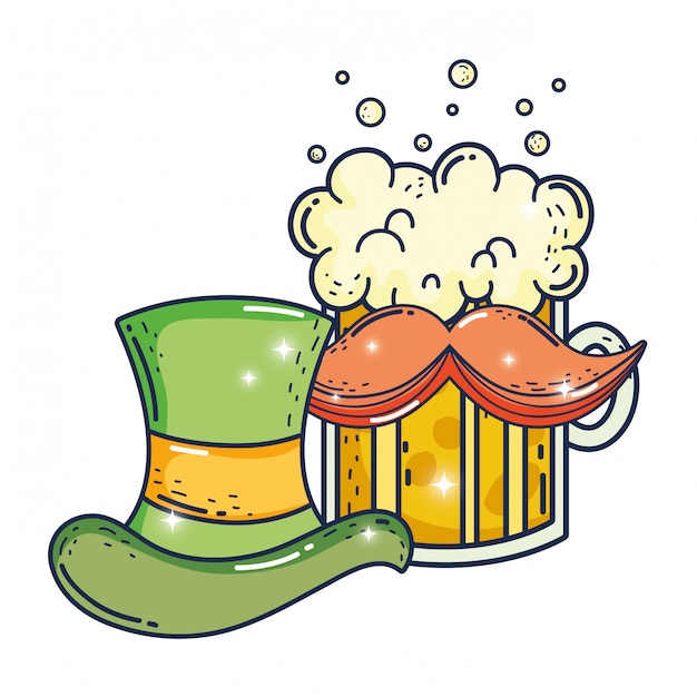 Cute leprechaun hat with beer