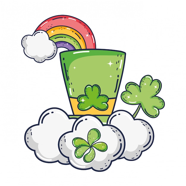 Vector cute leprechaun hat with clovers