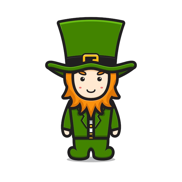 Vector cute leprechaun saint patrick day character cartoon icon illustration saint patricks day concept