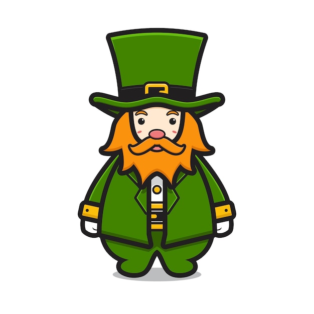 cute leprechaun saint patrick day character cartoon illustration saint patricks day icon concept