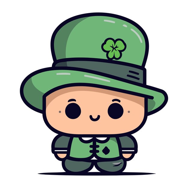 Vector cute leprechaun with green hat vector illustration