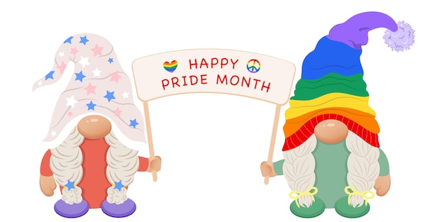 Simpatici gnomi di coppia lesbica con poster gnomo del mese dell'orgoglio gnomo lgbt ragazze gnome