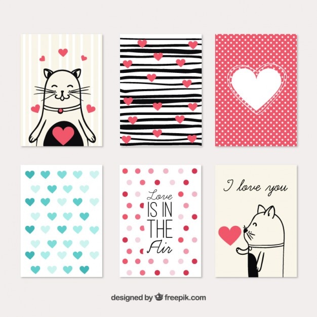 Vector cute liefde kaarten collectie