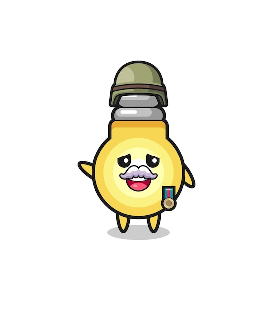 Cute light bulb as veteran cartoon cute design