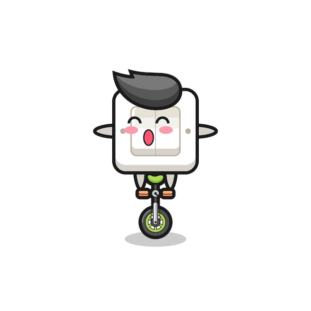 The cute light switch character is riding a circus bike , cute style design for t shirt, sticker, logo element