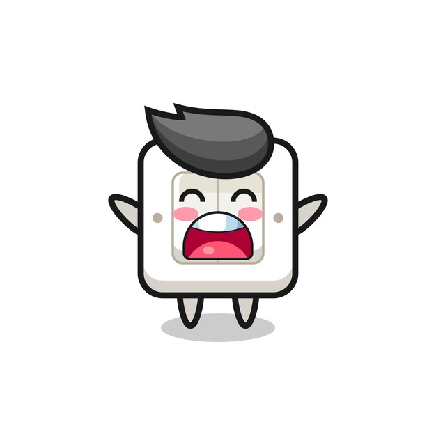 Vector cute light switch mascot with a yawn expression